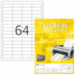  TopStick No. 8730 fehér színű 48, 3 x 16, 9 mm méretű, univerzálisan nyomtatható, öntapadós etikett címke, permanens ragasztóval A4-es íven - kiszerelés: 6400 címke / 100 ív