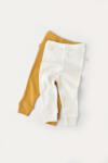 BabyCosy Set 2 pantaloni bebe unisex din bumbac organic si modal - Mustar/Ecru, BabyCosy (BC-CSYM11608)