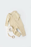 BabyCosy Salopeta cu fermoar cu maneca lunga si pantaloni lungi - 100%bumbac organic - Crem, BabyCosy (BC-CSY3033)