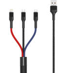 XO -NB54 3in1 adatkábel micro USB + iPhone 8pin + Type-C csatlakozóval 3A