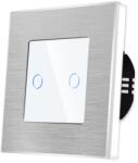 Luxion Intrerupator Dublu cu Touch din Sticla si Rama de Aluminiu LUXION, RF433