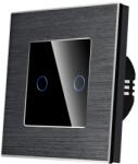 Luxion Intrerupator Dublu cu Touch din Sticla si Rama de Aluminiu LUXION, 500W - culoare negru