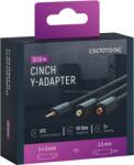clicktronic Cablu adaptor Profesional Jack 3.5 mm tata - 2x RCA mama OFC cupru 10cm dublu ecranat aurit Clicktronic 70492 (70492)