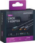clicktronic Cablu adaptor Profesional Jack 3.5 mm mama - 2x RCA tata OFC cupru 10cm dublu ecranat aurit Clicktronic 70493 (70493)