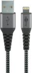 Goobay Cablu Lightning 8-Pini 0.5m Apple MFi certificat conectori metalici robust textil argintiu Goobay 49267 (49267)