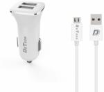 DeTech Зарядно устройство за кола DeTech, DE-C01M, 5V/2.4A, 12/24V, С Micro USB кабел, 2 x USB, Бял (14124)