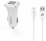DeTech Зарядно устройство за кола DeTech, DE-C01C, 5V/2.4A, 12/24V, С Type-C кабел, 2 x USB, Бял (14125)
