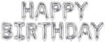 PartyDeco S. r. o Fólia lufi , Happy Birthday betűk, ezüst, 340x35cm