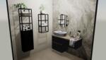 Elita Look 120 cm széles 3 fiókos fürdőszoba bútor mosdópulthoz és pultra ültethető mosdóhoz matt fekete színben (168105, 168108)
