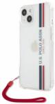 U. S. Polo Assn Protectie Spate U. S. Polo Tricolor Vertical Stripes pentru Apple iPhone 13 mini (Transparent)