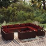 vidaXL Set mobilier de grădină cu perne, 12 piese, maro, poliratan (3102891)