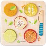 Tender Leaf Puzzle din lemn fructe Citrus Fractions Tender Leaf Toys 16 piese pentru tăiere cu cuțitul de la 18 luni (TL8414)