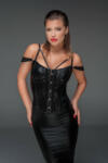 Noir Handmade F159 Corset with Lace and Powerwetlook with Detachable Straps L