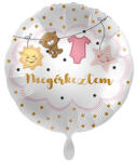  45cm Megérkeztem feliratos rózsaszín fólia lufi (70154)