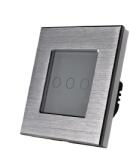 Luxion Intrerupator Triplu cu Touch din Sticla si Rama de Aluminiu LUXION, Protocol ZigBee - culoare gri