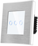 Luxion Intrerupator Triplu cu Touch din Sticla si Rama de Aluminiu LUXION, 500W