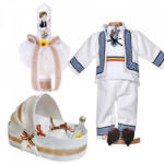 Produs vandut si livrat de S. C. Denikos Creativ S Set botez national baietel, trusou botez landou, lumanare si costum popular, Denikos® 1048