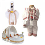 Produs vandut si livrat de S. C. Denikos Creativ S Set botez popular baietel, trusou botez landou, lumanare si costum traditional baiat, Denikos® 965