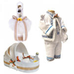 Produs vandut si livrat de S. C. Denikos Creativ S Set botez traditional baietel, trusou botez landou, lumanare si costum national baiat, Denikos® 967