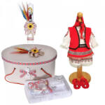 Produs vandut si livrat de S. C. Denikos Creativ S Set costum rochita nationala, trusou botez, cutie trusou si lumanare, decor traditional, Denikos® C9104