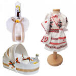 Produs vandut si livrat de S. C. Denikos Creativ S Set botez traditional fetita, trusou botez landou, lumanare si costum traditional, Denikos® 986