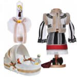 Produs vandut si livrat de S. C. Denikos Creativ S Set costum traditional fetita, trusou botez landou si lumanare, decor national, Denikos® 1052