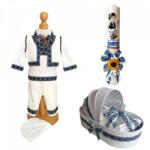 Produs vandut si livrat de S. C. Denikos Creativ S Set hainute botez, trusou si lumanare personalizata, decor traditional, Denikos® C9000