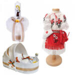 Produs vandut si livrat de S. C. Denikos Creativ S Set botez traditional fetita, trusou botez landou, lumanare si costum traditional, Denikos® 984