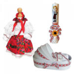 Produs vandut si livrat de S. C. Denikos Creativ S Set rochita botez, trusou si lumanare personalizata, decor traditional, Denikos® C9010