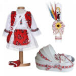 Produs vandut si livrat de S. C. Denikos Creativ S Set rochita populara fata, trusou botez landou si lumanare, decor traditional, Denikos® C9275