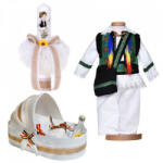 Produs vandut si livrat de S. C. Denikos Creativ S Set botez traditional baietel, trusou botez landou, lumanare si costum traditional, Denikos® 1044
