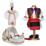 Produs vandut si livrat de S. C. Denikos Creativ S Set costum popular fetita, trusou botez landou si lumanare, decor traditional, Denikos® 1057