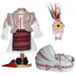 Produs vandut si livrat de S. C. Denikos Creativ S Set costum national fata, trusou botez landou si lumanare, decor traditional, Denikos® C9273