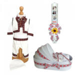 Produs vandut si livrat de S. C. Denikos Creativ S Set costumas traditional botez, trusou si lumanare personalizata, decor traditional, Denikos® C9002