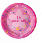 Balloons4party Set 8 farfurii La multi ani roz 18 cm