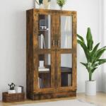 vidaXL Dulap vitrină, stejar fumuriu, 82, 5x30, 5x150 cm, lemn prelucrat (815117) Biblioteca