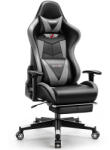Astrum eSPORT gamer szék, behúzható lábtartó, állítható kartámasz, dönthető háttámla, masszázs funkció fekete - szürke