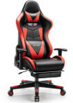 Astrum eSPORT gamer szék, behúzható lábtartó, állítható kartámasz, dönthető háttámla, masszázs funkció fekete - piros