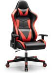 Astrum eSPORT állítható gamer szék, behúzható lábtartó, állítható kartámasz, kényelmes párnák, dönthető háttámla fekete - piros