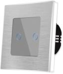 Luxion Intrerupator Dublu cu Touch din Sticla si Rama de Aluminiu LUXION, protocol ZigBee - culoare gri