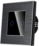 Luxion Intrerupator Dublu Wi-Fi cu Touch din Sticla si Rama de Aluminiu LUXION - culoare negru