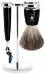 MÜHLE RYTMO borotválkozó szett - állvány, borotva Fusion fejjel, pure badger ecset - fekete gyanta