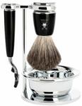MÜHLE RYTMO borotválkozó szett - állvány, tál, Mach 3 borotva, pure badger ecset - fekete gyanta