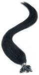 HairExtensionShop Keratinos U-TIP Emberi Póthaj Hőillesztéshez Koromfekete 60cm (Szín #1) (RUT601)