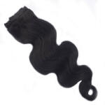 HairExtensionShop Csatos Hullámos Emberi Póthaj Standard Fekete Színben 50cm Body Wave (Szín #1) (RCBW501)