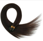 HairExtensionShop Keratinos I-TIP Emberi Póthaj Standard Mikró Gyűrűzéshez Natúr Barna 40cm (Szín #2) (RIT402)