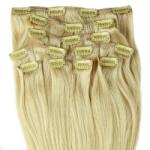 HairExtensionShop Csatos Emberi Póthaj Standard Platinaszőke Színben 60cm (Szín #613) (RC60613)