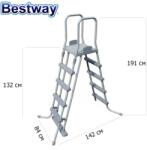 Bestway Стълба за басейни с височина до 132 см, Bestway 58332 Flowclear, 191x84x142см (58332 Flowclear)