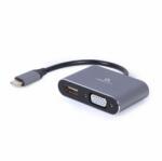 Gembird A-USB3C-HDMIVGA-01 USB Type-C to HDMI + VGA adapter szürke (A-USB3C-HDMIVGA-01)