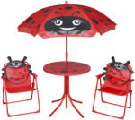 vidaXL Set bistro pentru copii cu umbrelă, 3 piese, roșu 41842